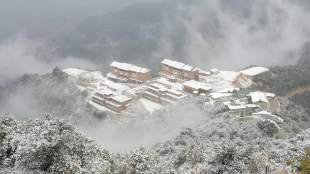 Snowfall in Chandragiri Hills